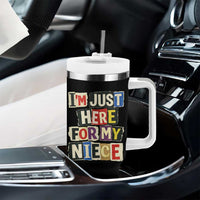 Im Just Here For My Niece Tumbler With Handle Trendy Aunts Letter Print Vintage