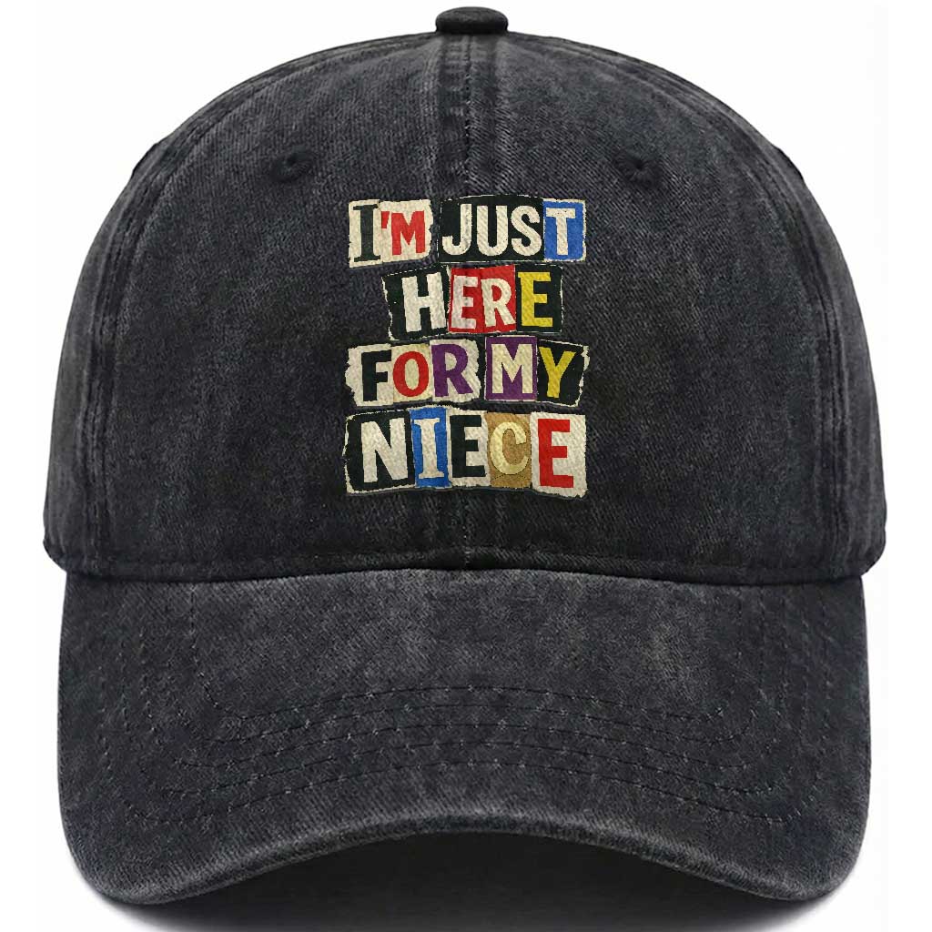 Im Just Here For My Niece Washed Cotton Baseball Cap Trendy Aunts Letter Print Vintage