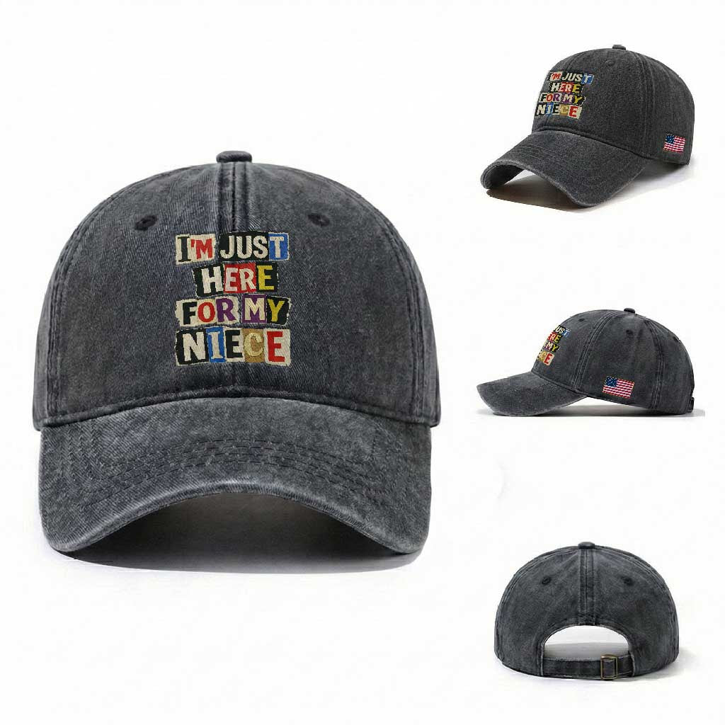 Im Just Here For My Niece Washed Cotton Baseball Cap Trendy Aunts Letter Print Vintage