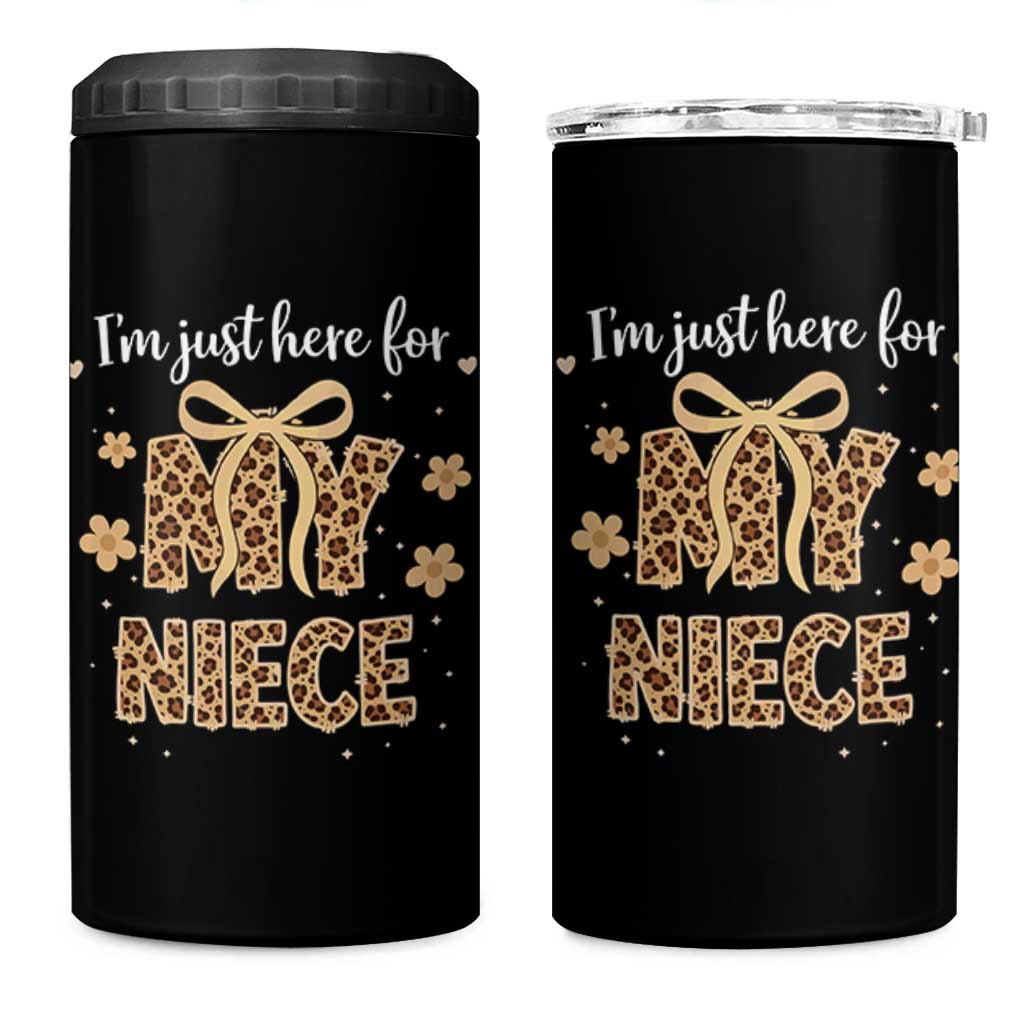 Im Just Here For My Niece 4 in 1 Can Cooler Tumbler Gift For Aunt From Niece Leopard