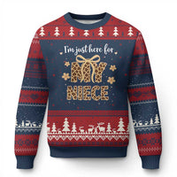 Im Just Here For My Niece Ugly Christmas Sweater Gift For Aunt From Niece Leopard