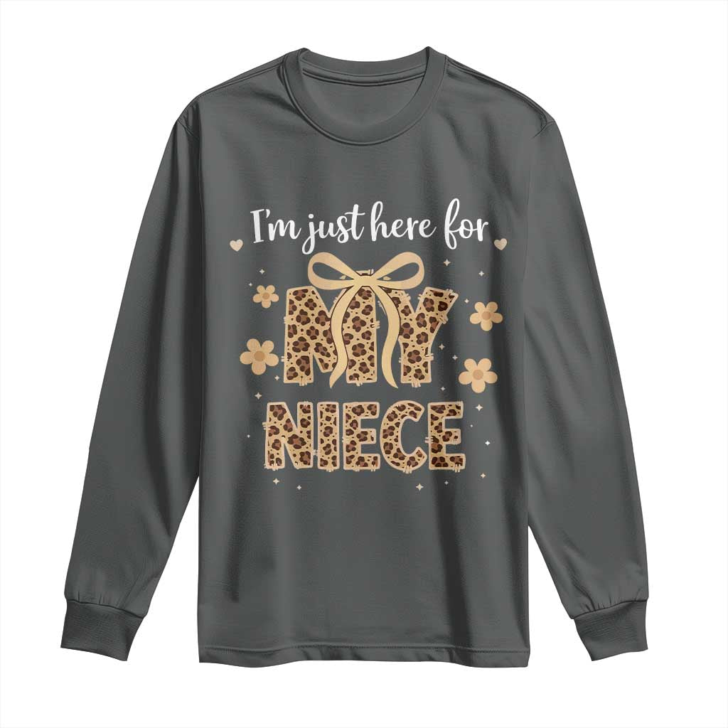 Im Just Here For My Niece Long Sleeve Shirt Gift For Aunt From Niece Leopard