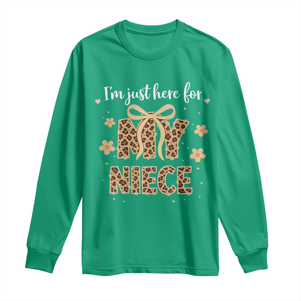 Im Just Here For My Niece Long Sleeve Shirt Gift For Aunt From Niece Leopard