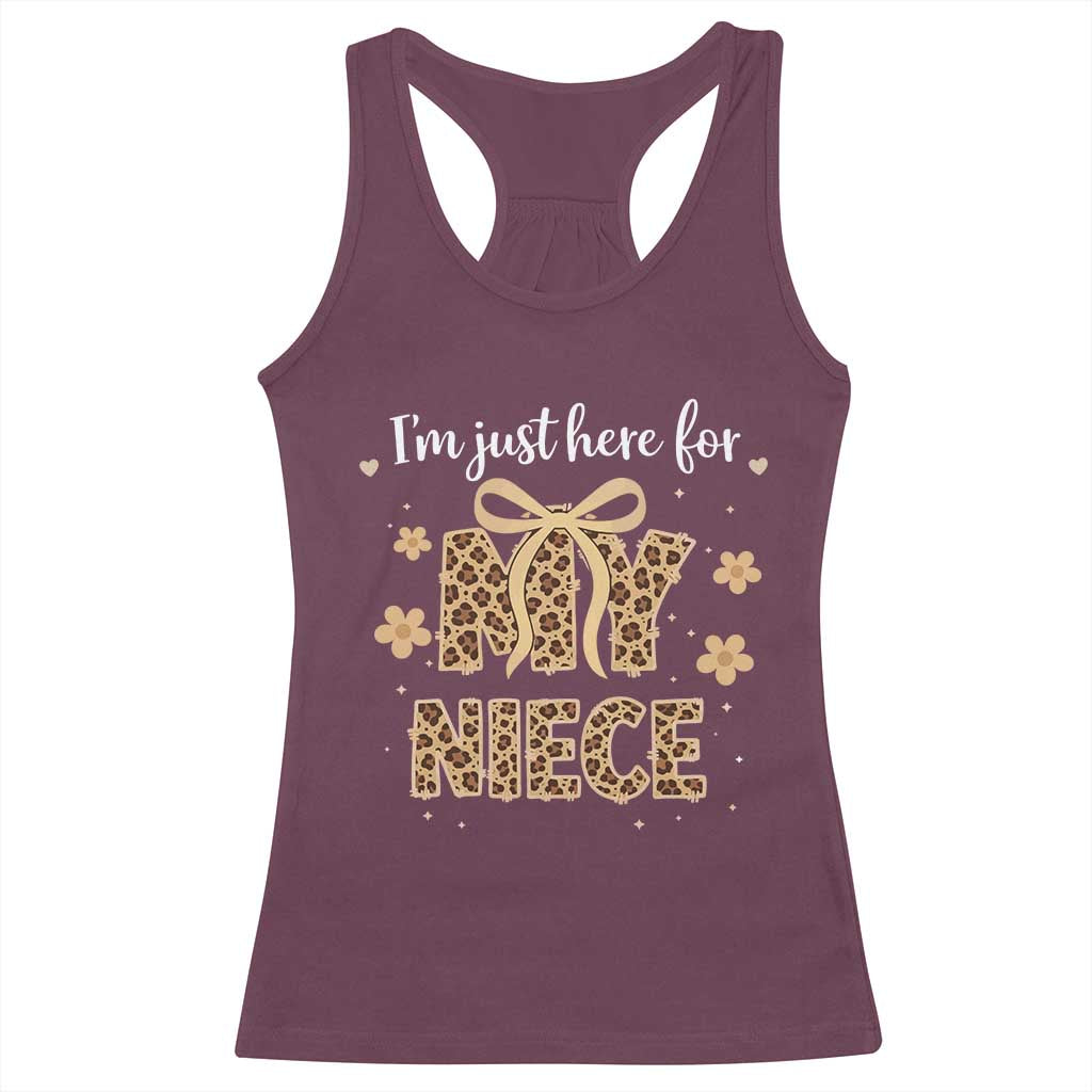 Im Just Here For My Niece Racerback Tank Top Gift For Aunt From Niece Leopard