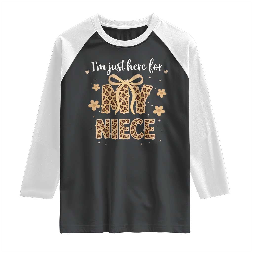 Im Just Here For My Niece Raglan Shirt Gift For Aunt From Niece Leopard