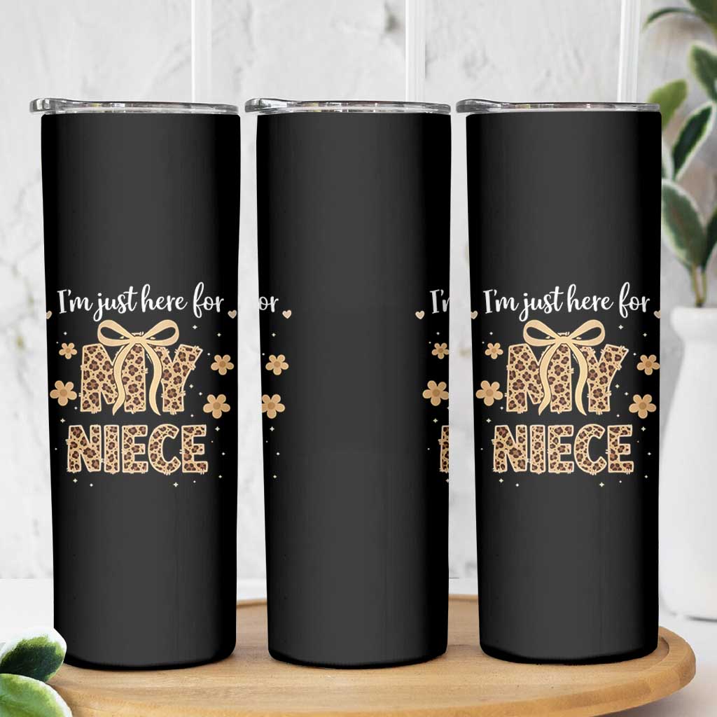 Im Just Here For My Niece Skinny Tumbler Gift For Aunt From Niece Leopard