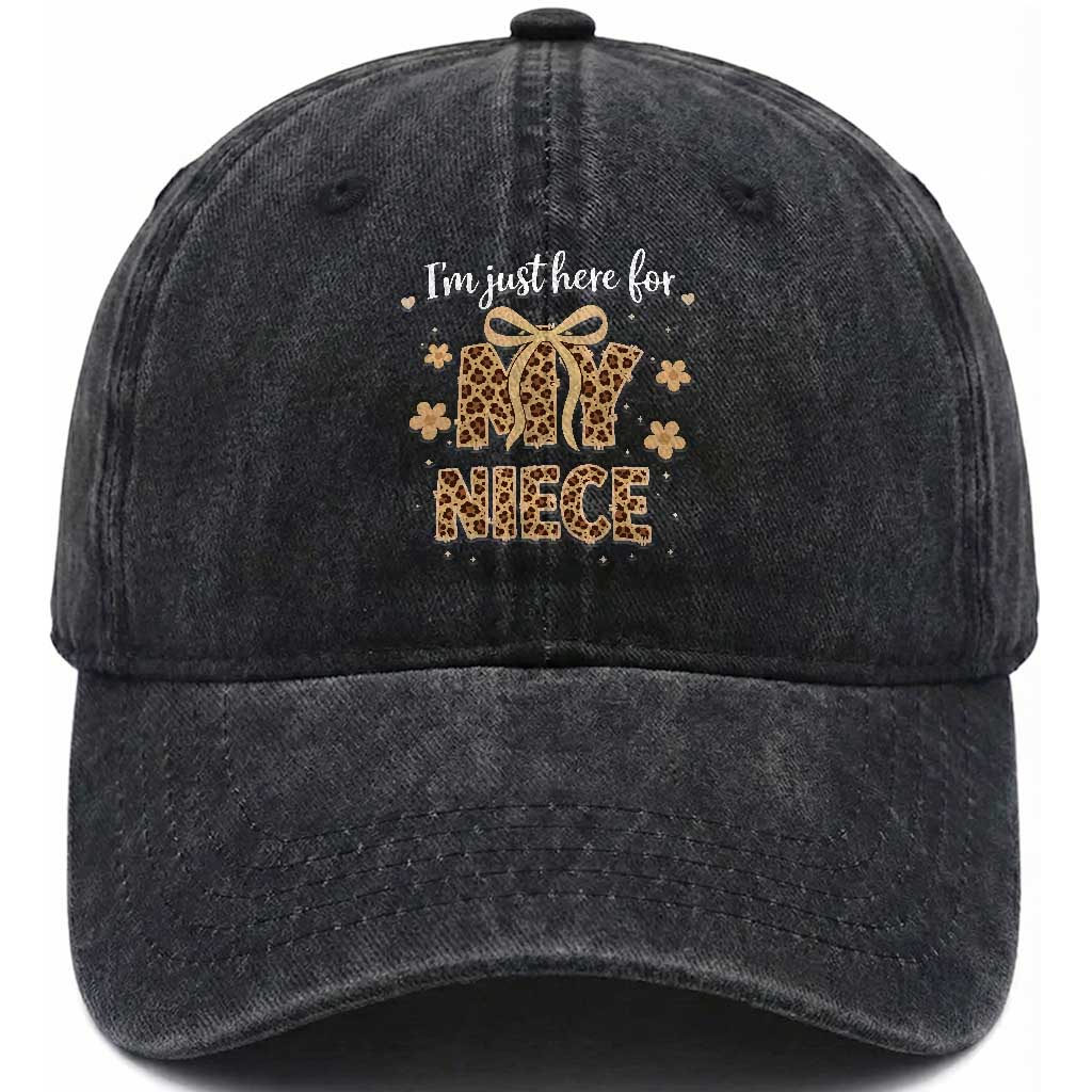 Im Just Here For My Niece Washed Cotton Baseball Cap Gift For Aunt From Niece Leopard