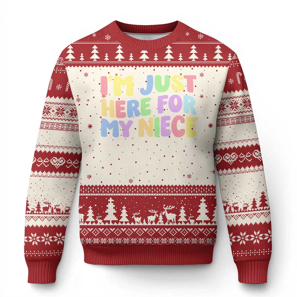 Im Just Here For My Niece Ugly Christmas Sweater Gift For Aunt From Niece