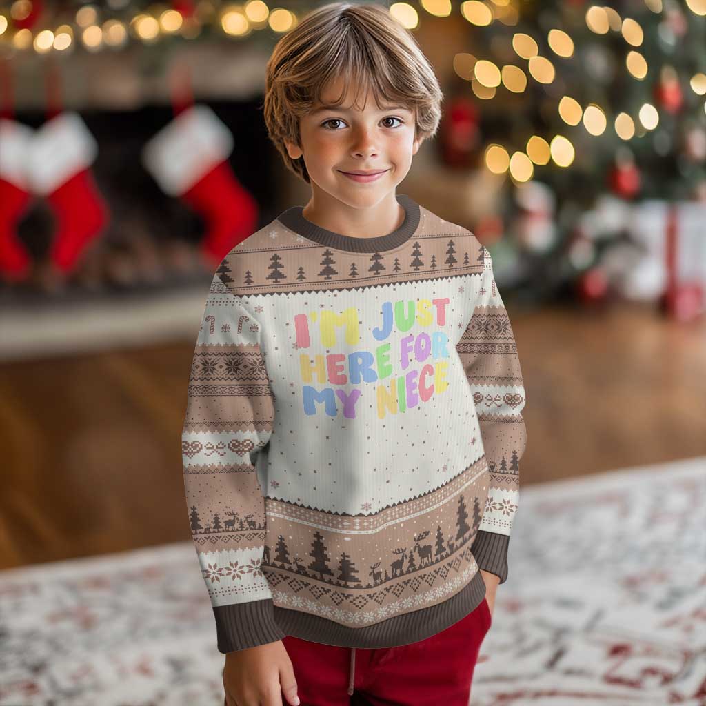 Im Just Here For My Niece Ugly Christmas Sweater Gift For Aunt From Niece