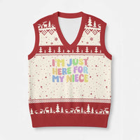Im Just Here For My Niece V-Neck Knit Sweater Vest Gift For Aunt From Niece
