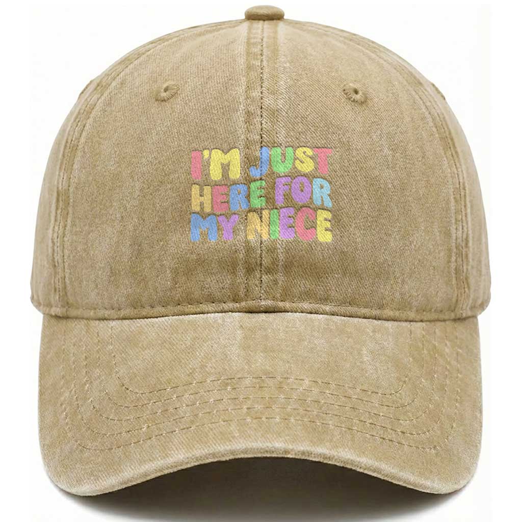 Im Just Here For My Niece Washed Cotton Baseball Cap Gift For Aunt From Niece