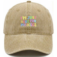 Im Just Here For My Niece Washed Cotton Baseball Cap Gift For Aunt From Niece