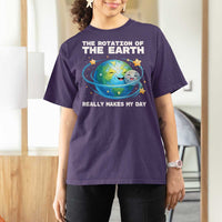Teacher Earth Day T Shirt For Women Rotation of the Earth Makes My Day Science