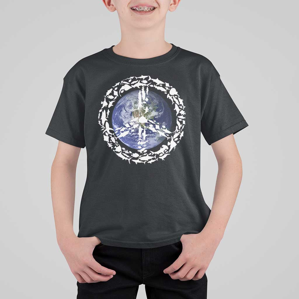 Earth Day T Shirt For Kid Save the Planet Peace Sign Positive Vibes