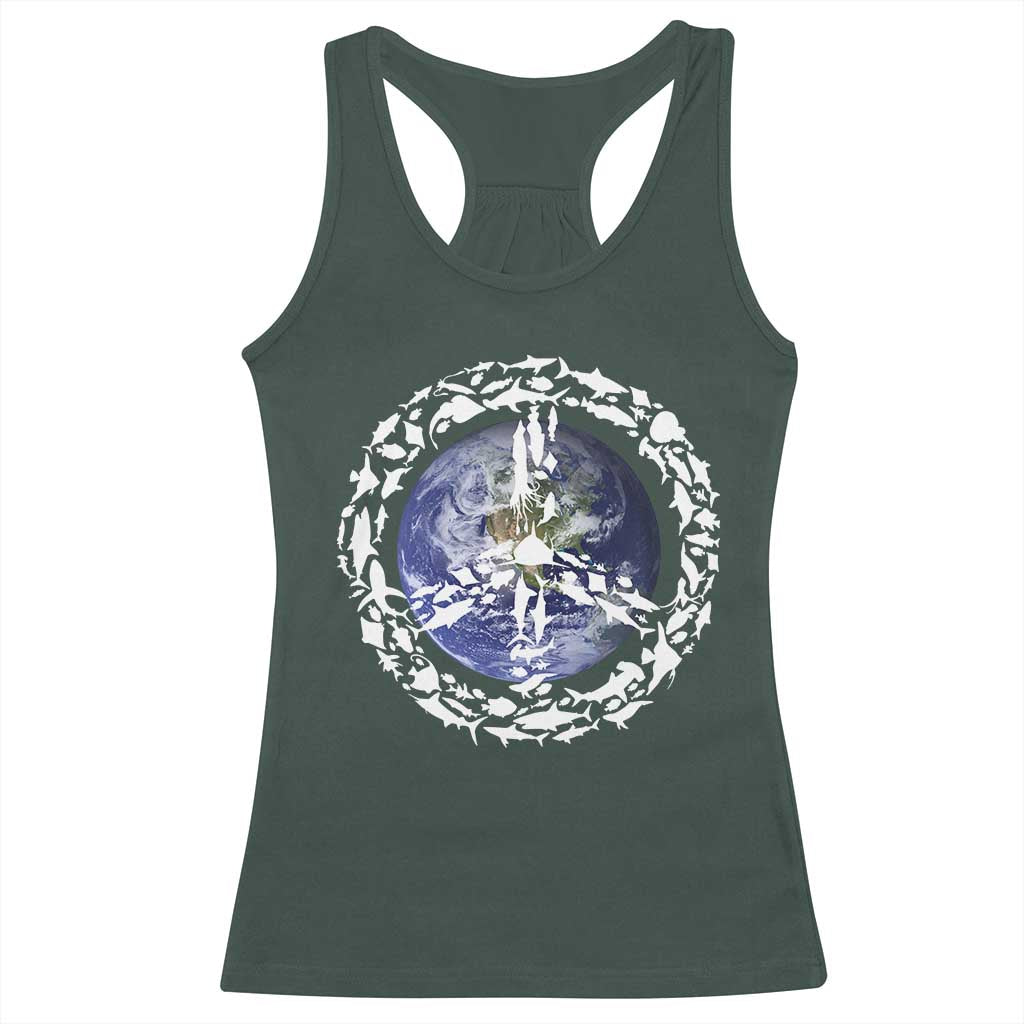 Earth Day Racerback Tank Top Save the Planet Peace Sign Positive Vibes
