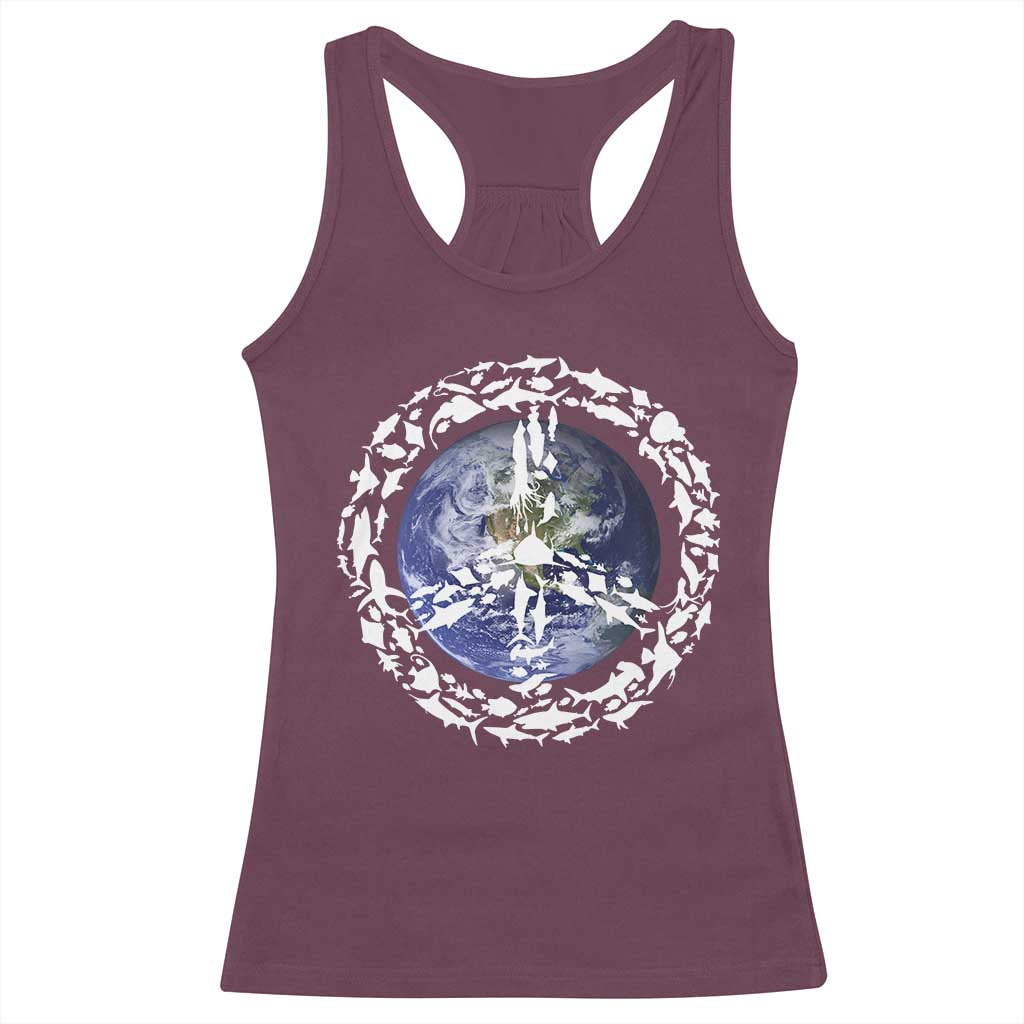 Earth Day Racerback Tank Top Save the Planet Peace Sign Positive Vibes