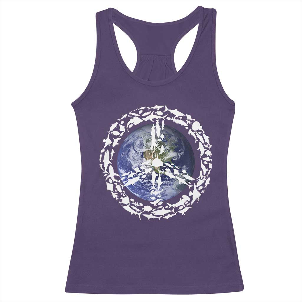Earth Day Racerback Tank Top Save the Planet Peace Sign Positive Vibes