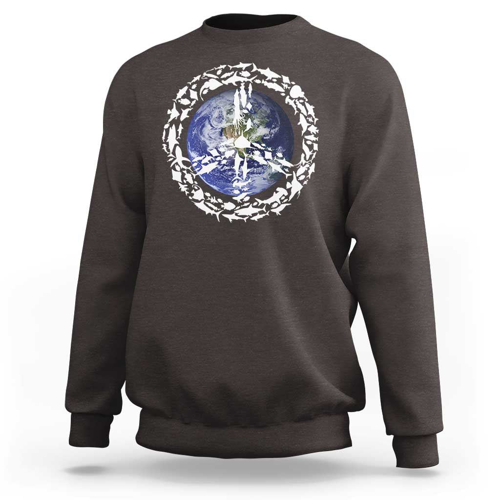 Earth Day Sweatshirt Save the Planet Peace Sign Positive Vibes