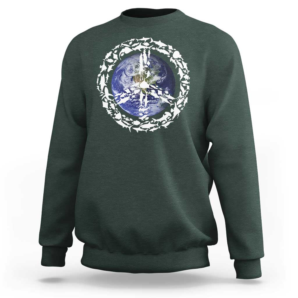 Earth Day Sweatshirt Save the Planet Peace Sign Positive Vibes