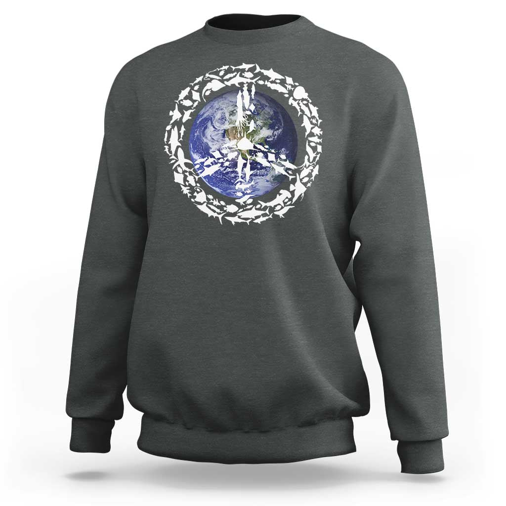 Earth Day Sweatshirt Save the Planet Peace Sign Positive Vibes