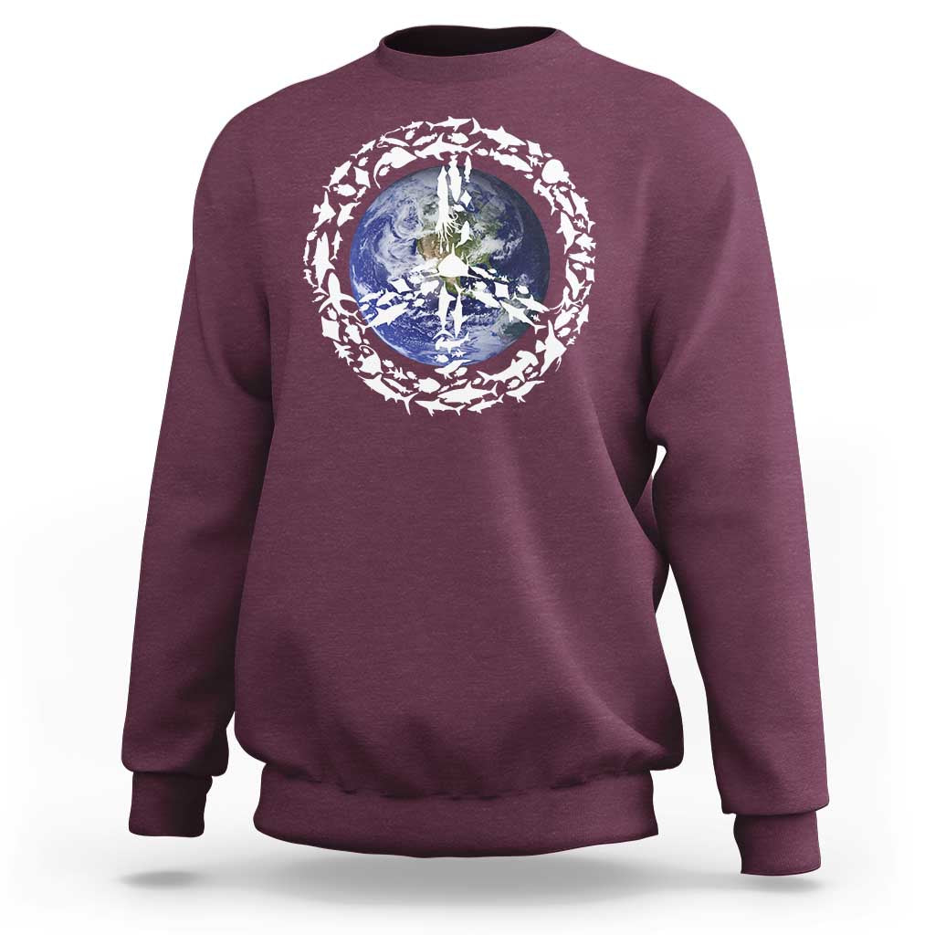 Earth Day Sweatshirt Save the Planet Peace Sign Positive Vibes