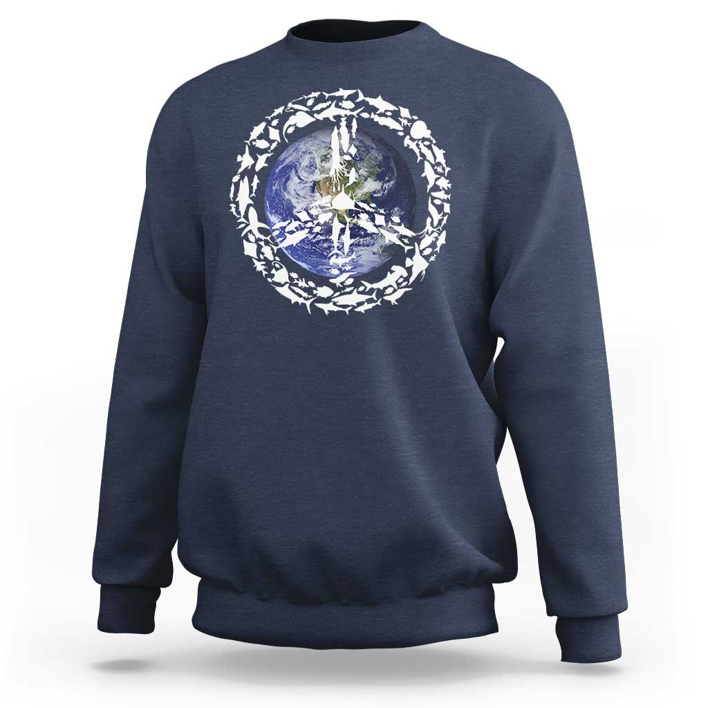 Earth Day Sweatshirt Save the Planet Peace Sign Positive Vibes