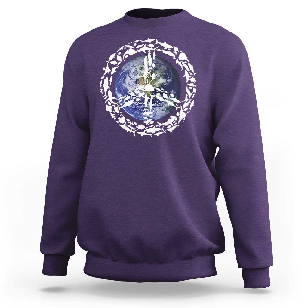 Earth Day Sweatshirt Save the Planet Peace Sign Positive Vibes