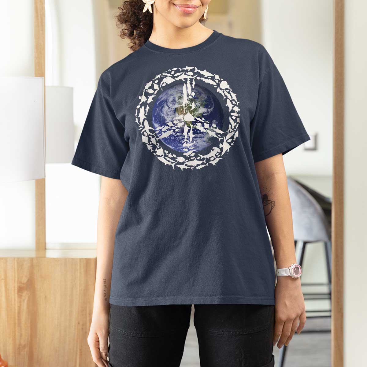 Earth Day T Shirt For Women Save the Planet Peace Sign Positive Vibes