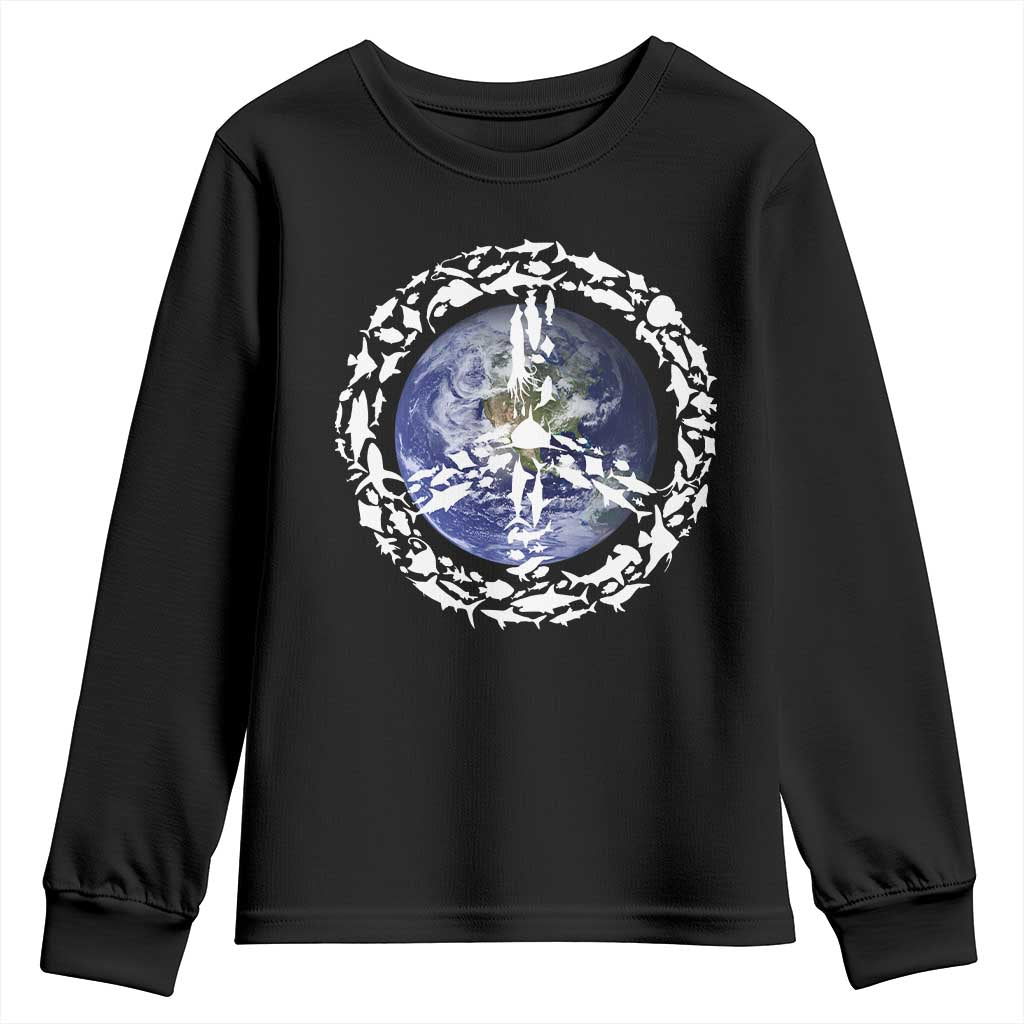 Earth Day Youth Sweatshirt Save the Planet Peace Sign Positive Vibes