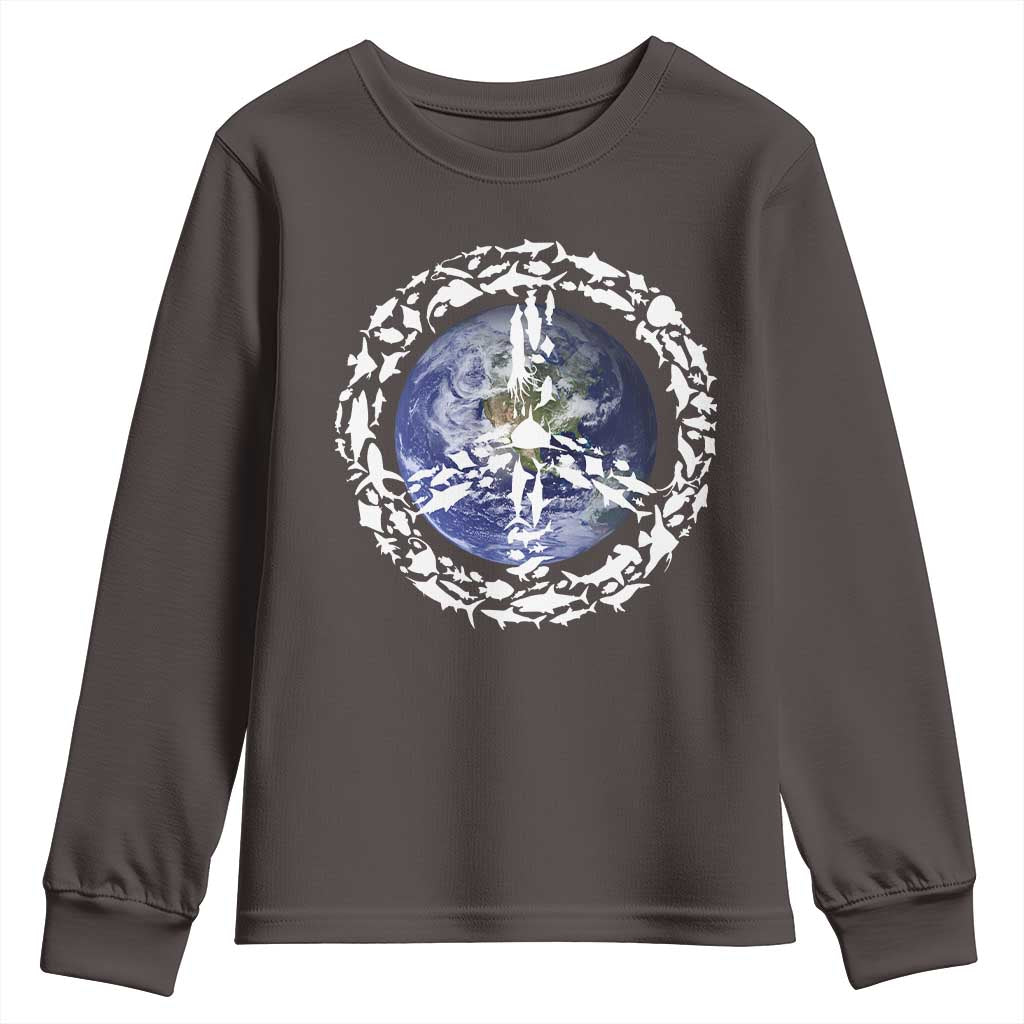 Earth Day Youth Sweatshirt Save the Planet Peace Sign Positive Vibes