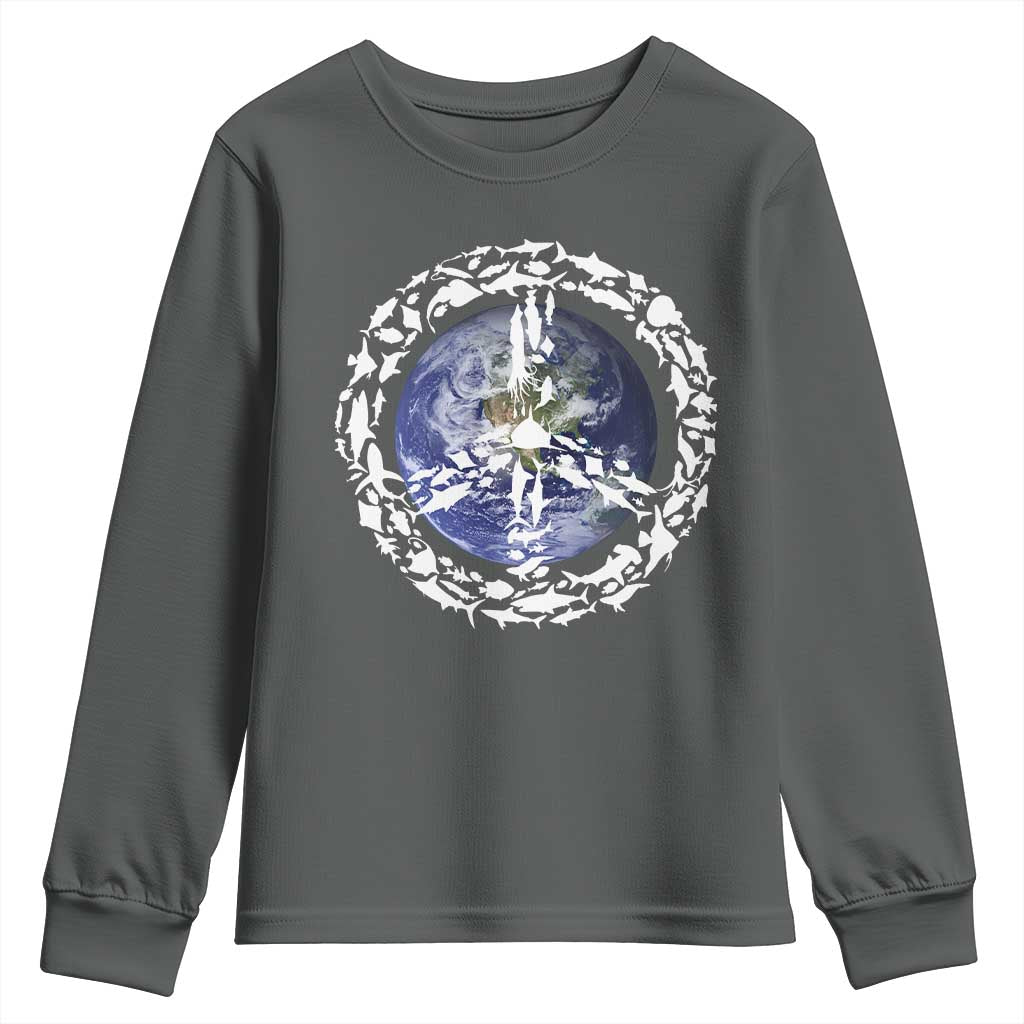 Earth Day Youth Sweatshirt Save the Planet Peace Sign Positive Vibes