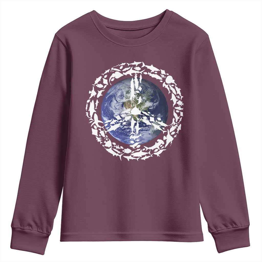 Earth Day Youth Sweatshirt Save the Planet Peace Sign Positive Vibes