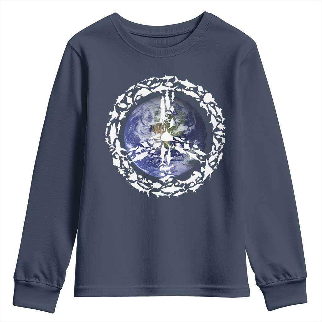 Earth Day Youth Sweatshirt Save the Planet Peace Sign Positive Vibes