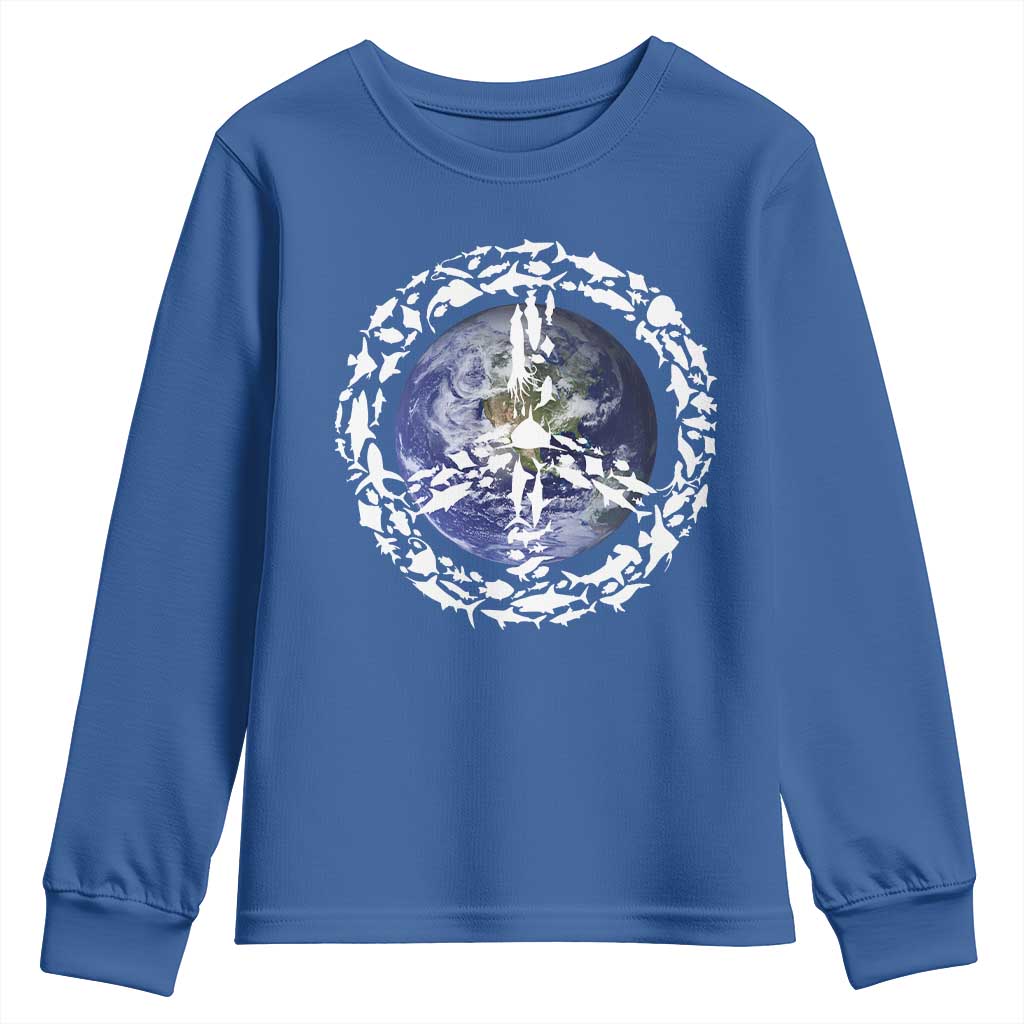 Earth Day Youth Sweatshirt Save the Planet Peace Sign Positive Vibes