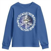 Earth Day Youth Sweatshirt Save the Planet Peace Sign Positive Vibes
