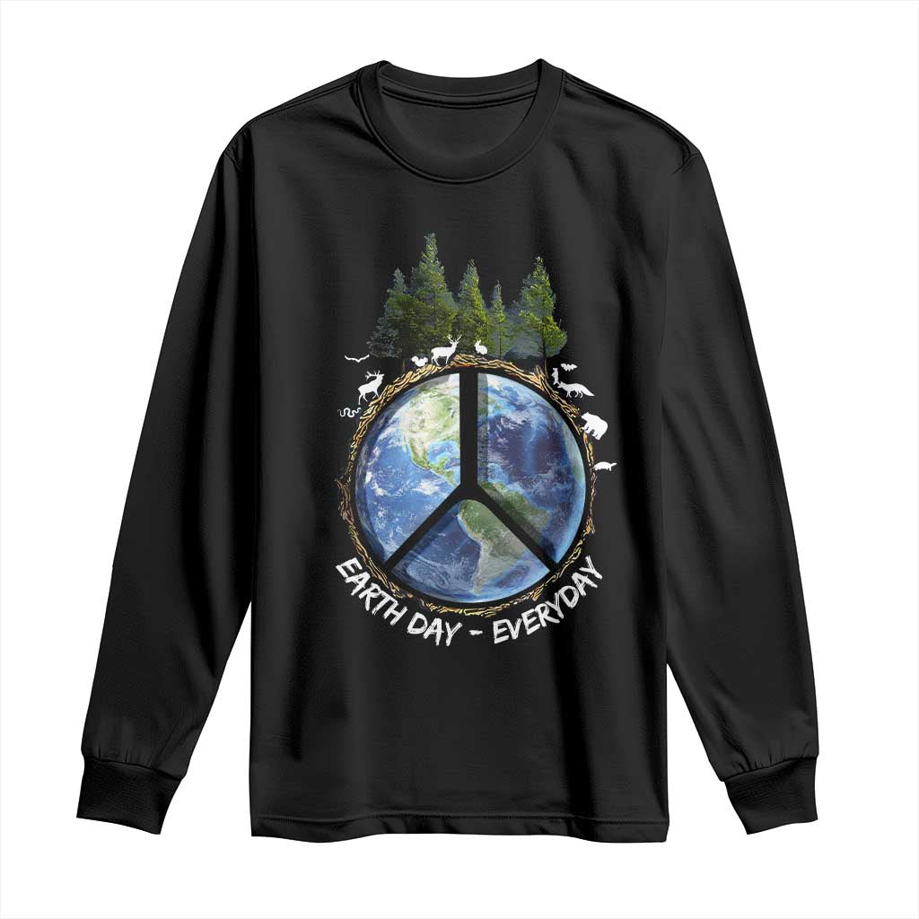 Earth Day Long Sleeve Shirt Everyday Peace Sign Positive Vibes