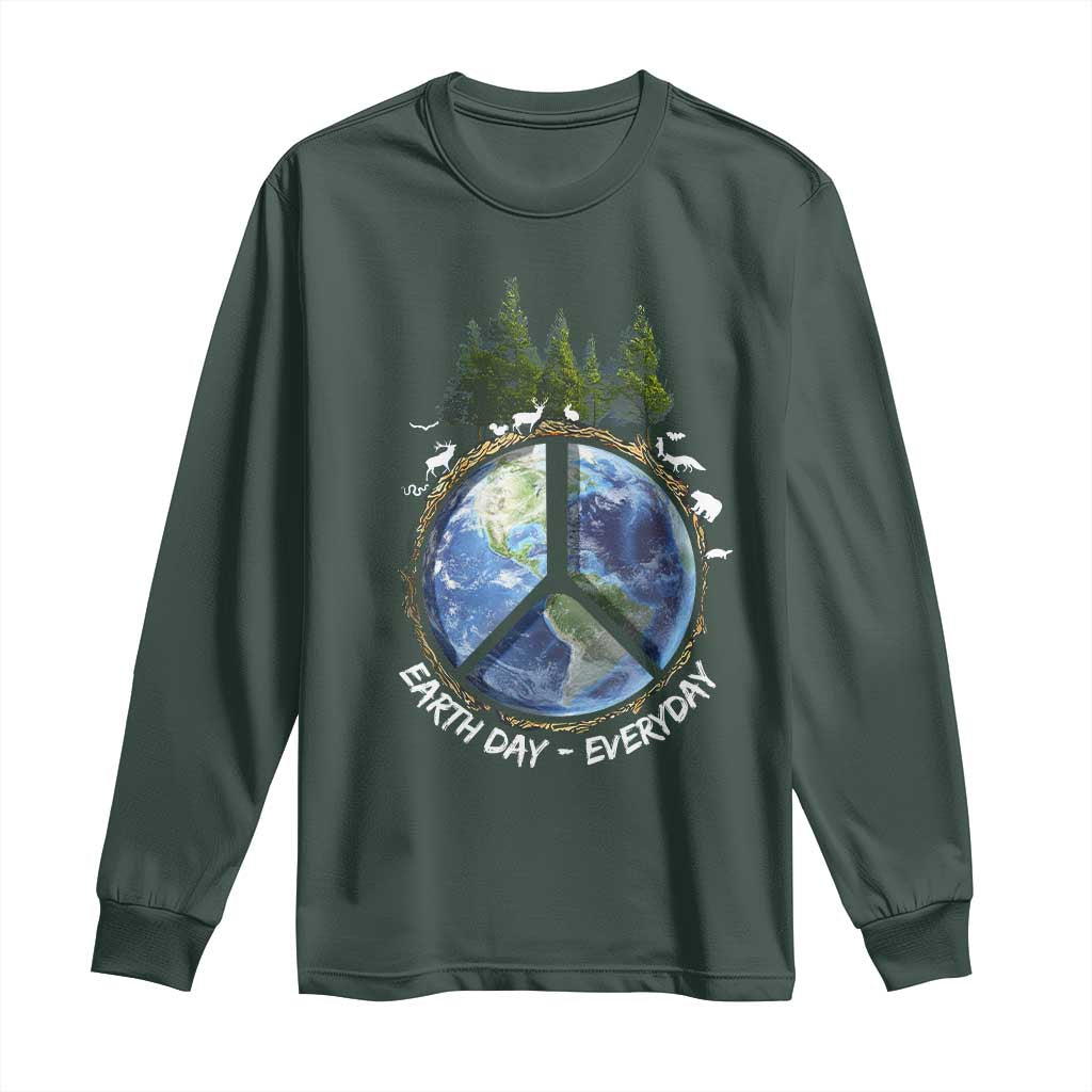 Earth Day Long Sleeve Shirt Everyday Peace Sign Positive Vibes