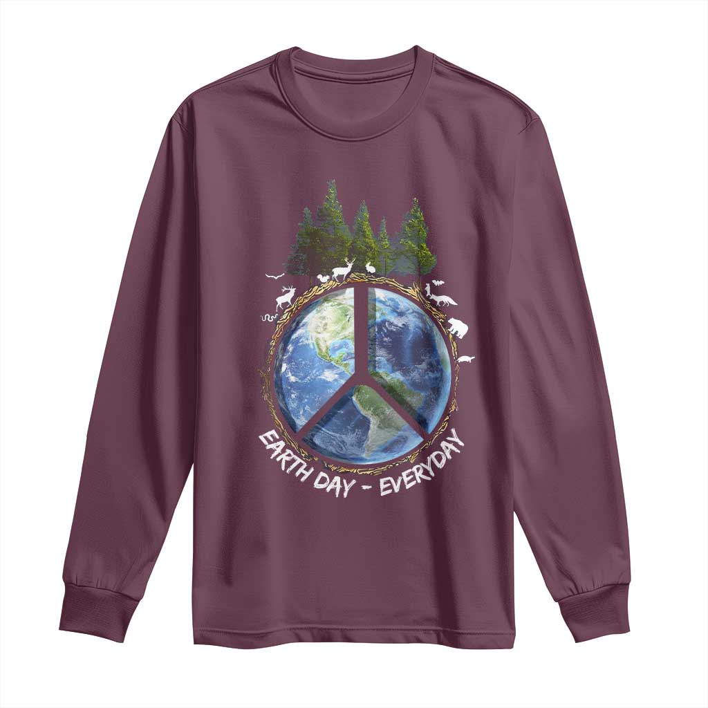 Earth Day Long Sleeve Shirt Everyday Peace Sign Positive Vibes