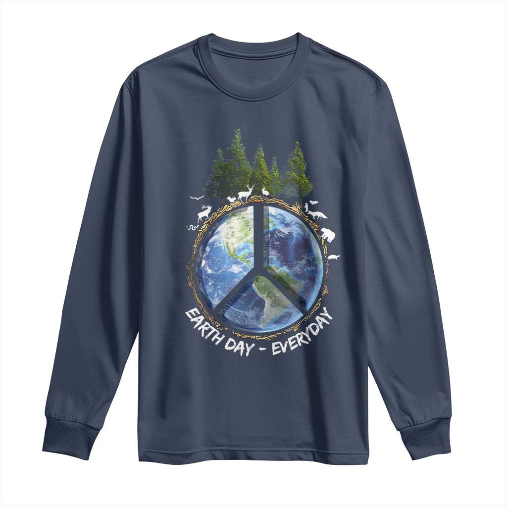 Earth Day Long Sleeve Shirt Everyday Peace Sign Positive Vibes