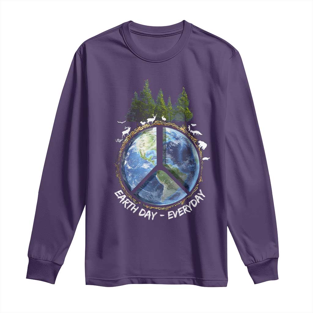 Earth Day Long Sleeve Shirt Everyday Peace Sign Positive Vibes