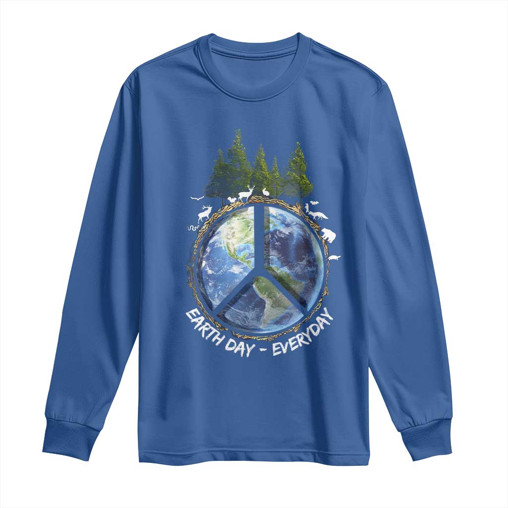 Earth Day Long Sleeve Shirt Everyday Peace Sign Positive Vibes