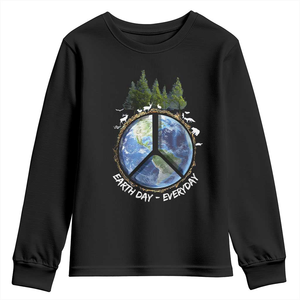Earth Day Youth Sweatshirt Everyday Peace Sign Positive Vibes