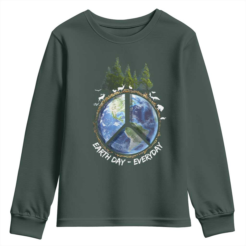 Earth Day Youth Sweatshirt Everyday Peace Sign Positive Vibes