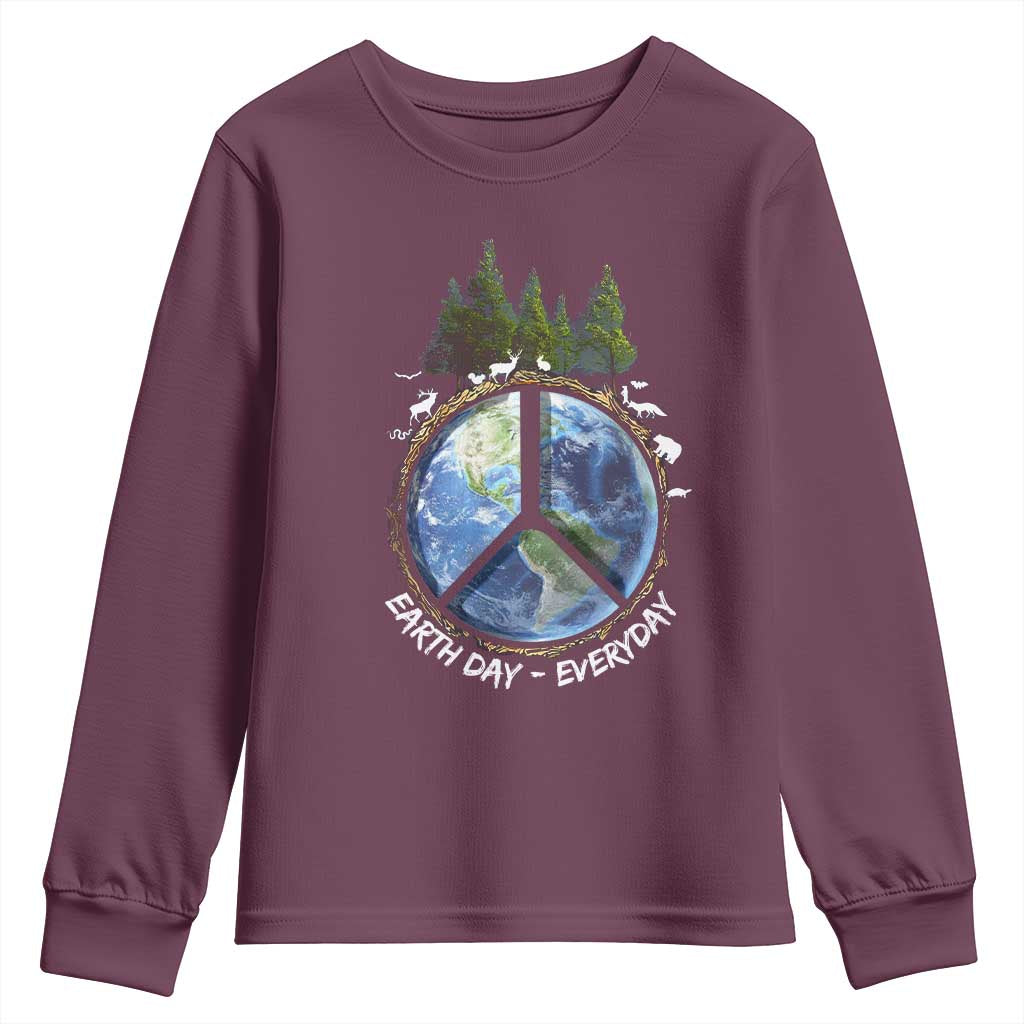 Earth Day Youth Sweatshirt Everyday Peace Sign Positive Vibes