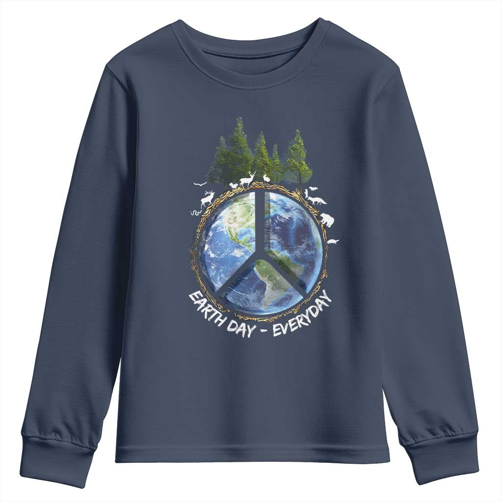 Earth Day Youth Sweatshirt Everyday Peace Sign Positive Vibes