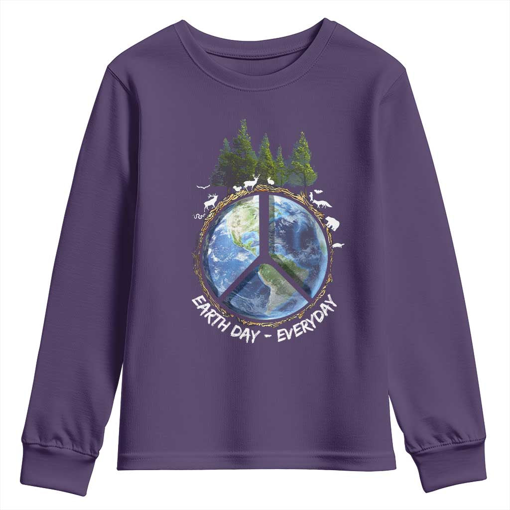 Earth Day Youth Sweatshirt Everyday Peace Sign Positive Vibes
