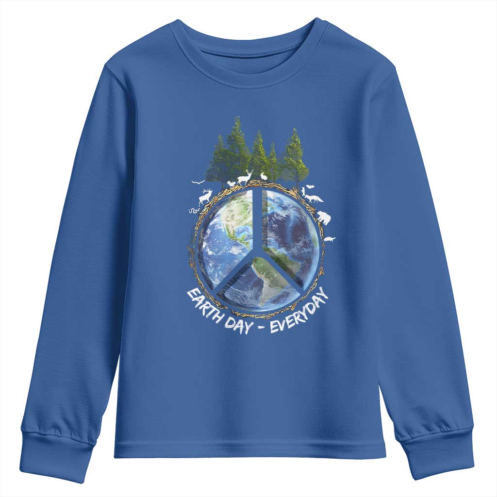 Earth Day Youth Sweatshirt Everyday Peace Sign Positive Vibes