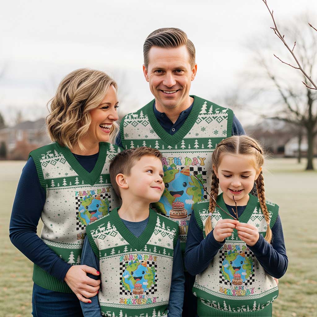 Earth Day Birthday V-Neck Knit Sweater Vest Its My Birthday April 22