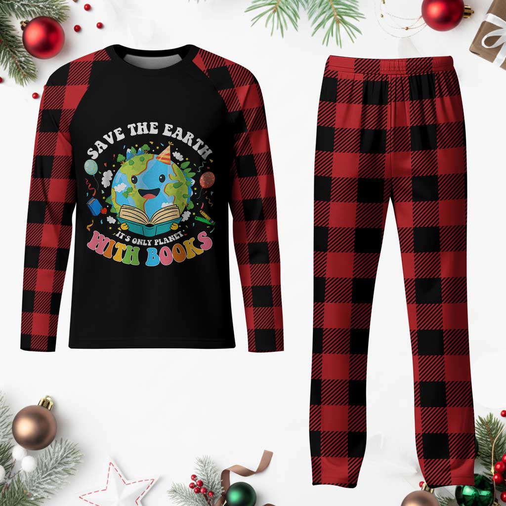 Earth Day Plaid Pajama Set Save Earth Its Only Planet With Books Reader