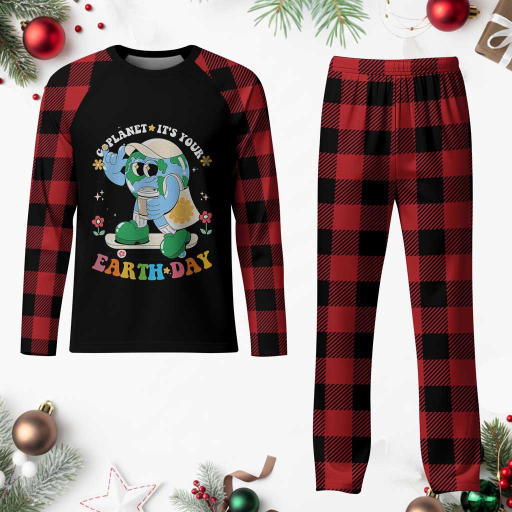 Earth Day Plaid Pajama Set Cute Go Planet Its Your Earthday Groovy